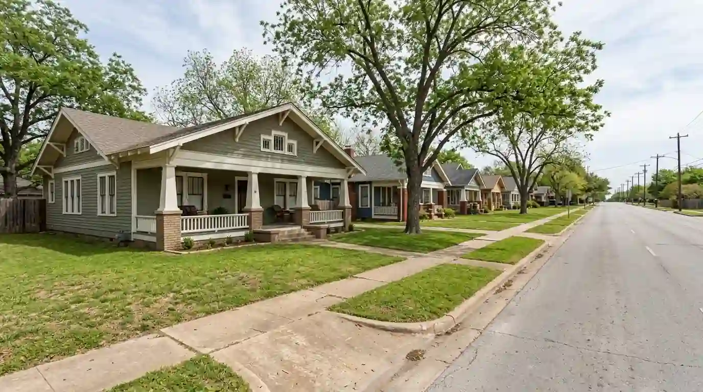 Historic bungalows on a Fort Worth street