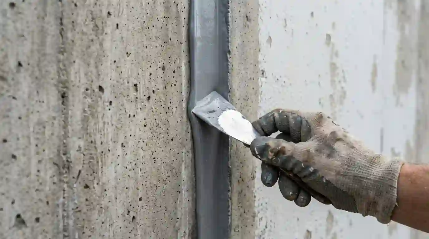 Close-up of new sealant in a tilt-wall panel joint