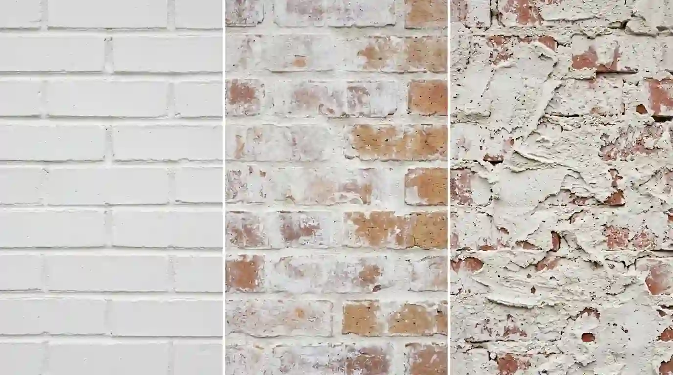 Painted brick, limewash and German smear samples compared