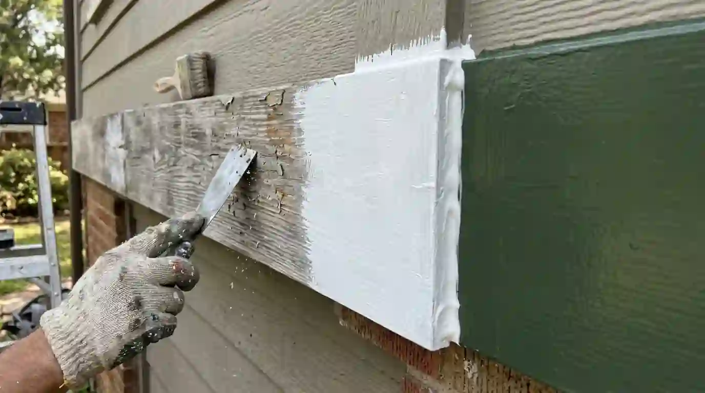 Prepped, primed and finished trim side by side