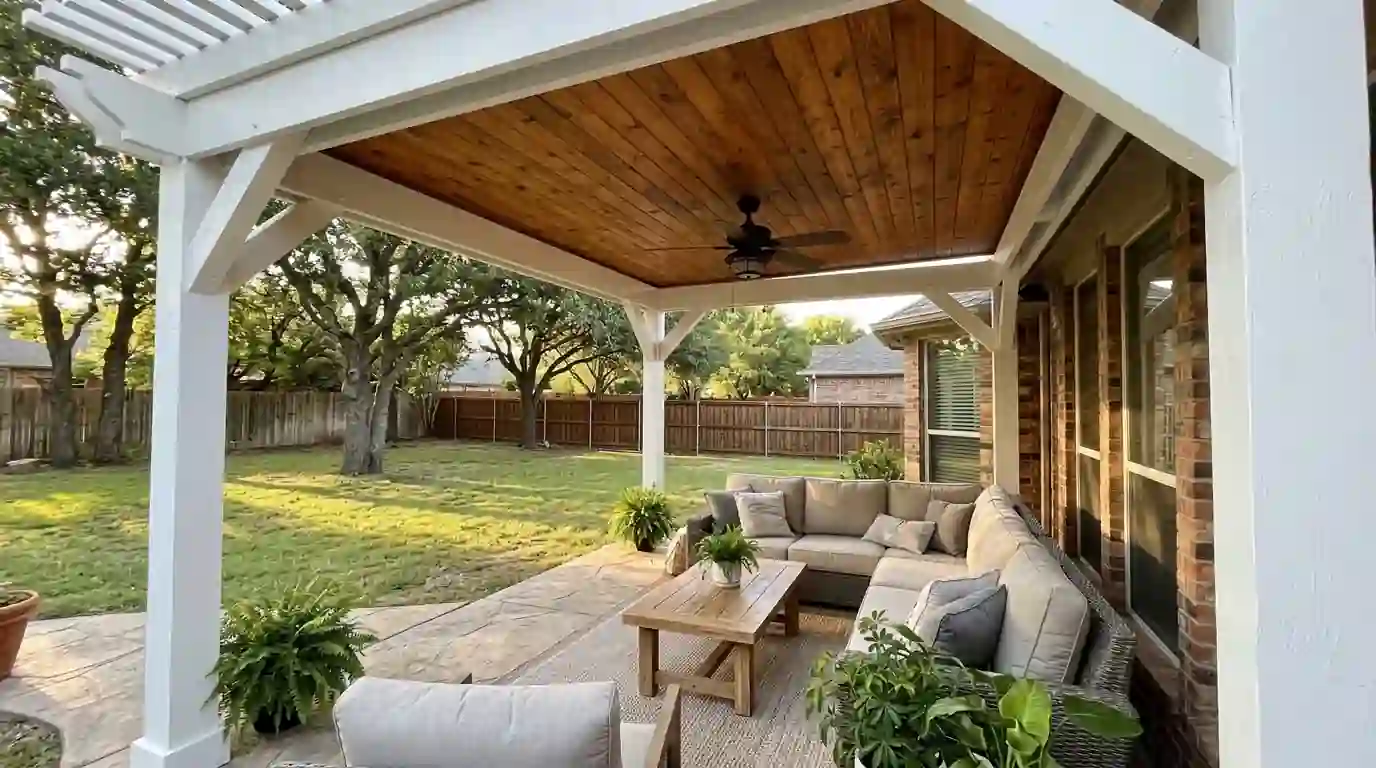 Freshly painted patio cover and pergola